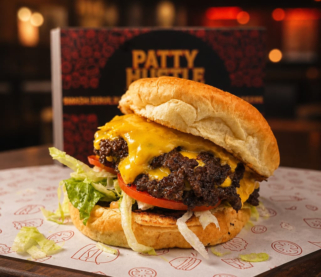 Smash burger with crispy lacy edges